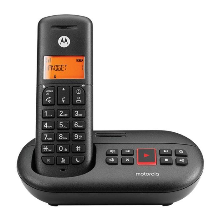 Motorola Teléfono Inalámbrico E211 Negro DECT Digital con Contestador y 30 Min de Grabación