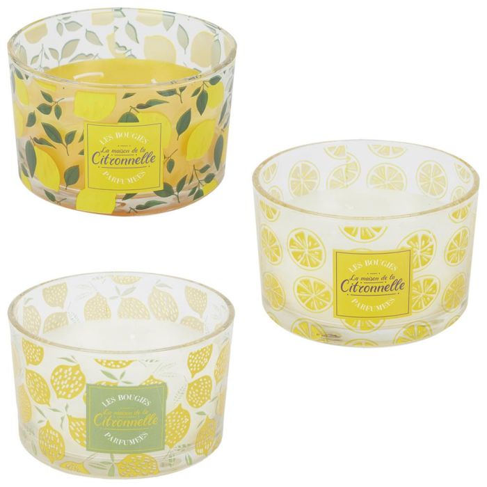 Home Deco Factory Vela Citronela 3 Mechas Antimoustique Recipiente Vidrio 370g Duración 28h 2
