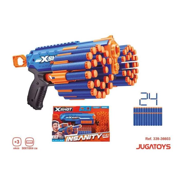 X-Shot Insanity Manic Blaster, Pistola de Juguete con 24 Dardos Tecnología Air Pocket, Almacenamiento Modular, Edad +8 Años 6 X-Shot Insanity Manic Blaster, Pistola de Juguete con 24 Dardos Tecnología Air Pocket, Almacenamiento Modular, Edad +8 Años 6