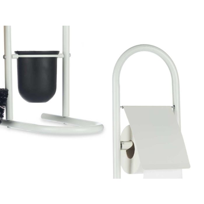 Portarrollos Escobilla Metal y Bambú Blanco Berilo 40x10.5x16 cm (4 Unidades) 3 Portarrollos Escobilla Metal y Bambú Blanco Berilo 40x10.5x16 cm (4 Unidades) 3