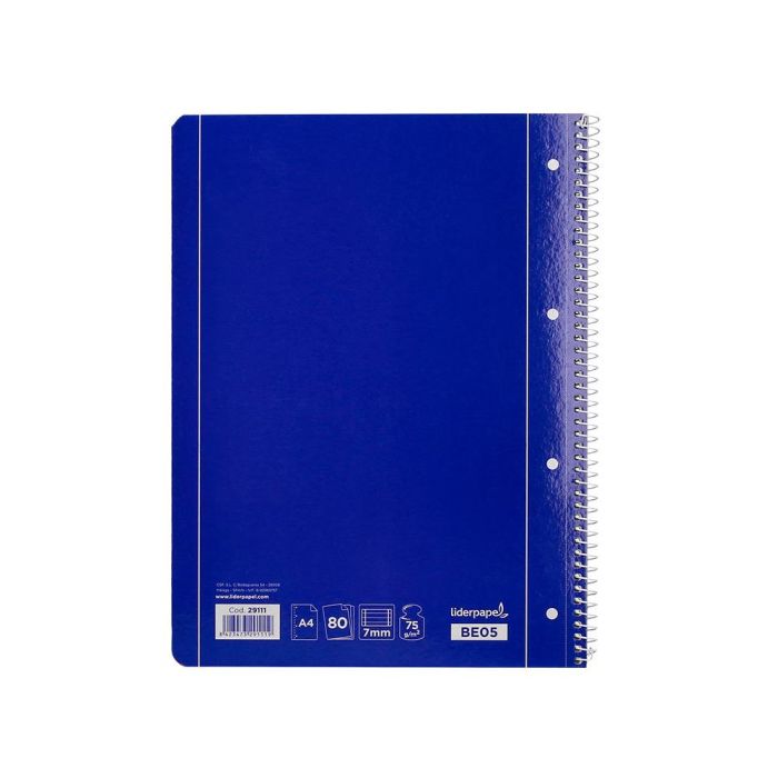 Cuaderno Espiral Liderpapel A4 Micro Serie Azul Tapa Blanda 80H 75 gr Horizontal Con Margen 4 Taladros Azul 4