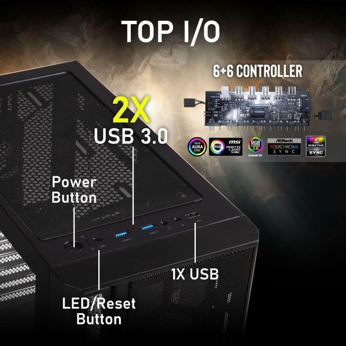 Bitfenix BIT1741675838926 Caja PC Apollo ARGB Semitorre ATX Negra - Sin fuente de alimentación 5