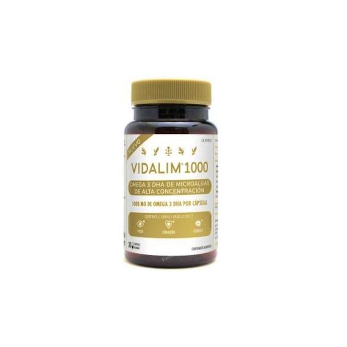 Vidalim DHA 1000mg - 30 Cápsulas de Aceite de Microalgas y Vitamina E para Cerebro, Vista y Corazón