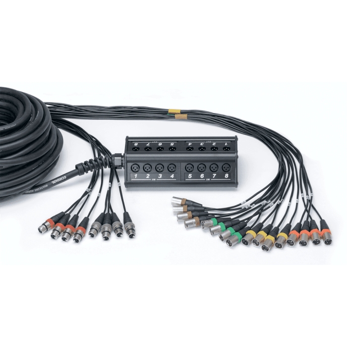 Cordial Caja de Escenario 16 Entradas XLR 8 Salidas con Cable de 30 m