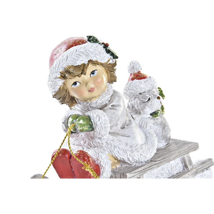 Figura Navidad Tradicional DKD Home Decor Rojo Blanco 6 x 10.5 x 13 cm (2 Unidades) 2