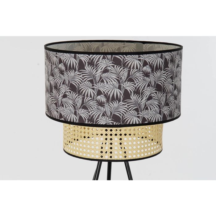 DKD Home Decor Lámpara de Pie Colonial Negro Natural Rejilla Palmeras - Metal Poliéster, Desmontable, E27 40W, 60x60x129 cm 2 DKD Home Decor Lámpara de Pie Colonial Negro Natural Rejilla Palmeras - Metal Poliéster, Desmontable, E27 40W, 60x60x129 cm 2