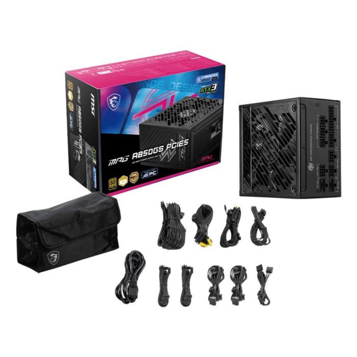 MSI MPG A850GS PCIE5 unidad de fuente de alimentación 850 W 24-pin ATX ATX Negro 3 MSI MPG A850GS PCIE5 unidad de fuente de alimentación 850 W 24-pin ATX ATX Negro 3