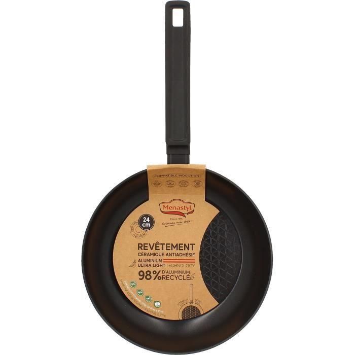 Sartén - MENASTYL - 6020636 - Aluminio forjado - 24 cm - Negro - Apto para todo tipo de fuegos, incluida inducción 1