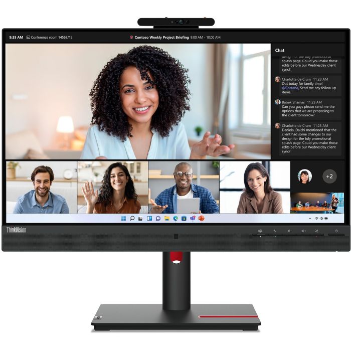 Lenovo T24mv-30 Monitor 23.8" (60.5cm) Full HD IPS 75Hz 4ms HDMI DP USB-C con Altavoces y Cámara Web Negra