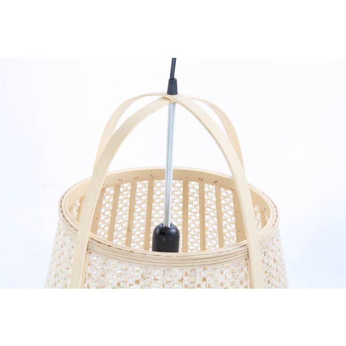 DKD Home Decor Lámpara de Techo Tropical Crema Natural Bambú Lino 47 x 64 x 47 cm 2