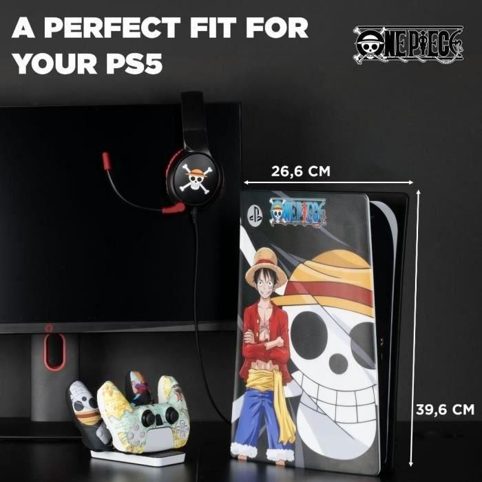 Konix KON1728086097607 Placa Frontal Protectora PS5 One Piece - Luffy - Silicona Antigolpes y Antiarañazos - Negro 4