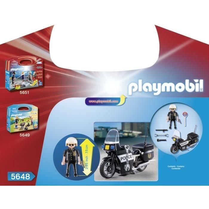 PLAYMOBIL - Maleta de Policía Motorista - Niño - 13 piezas - A partir de 4 años 3 PLAYMOBIL - Maleta de Policía Motorista - Niño - 13 piezas - A partir de 4 años 3