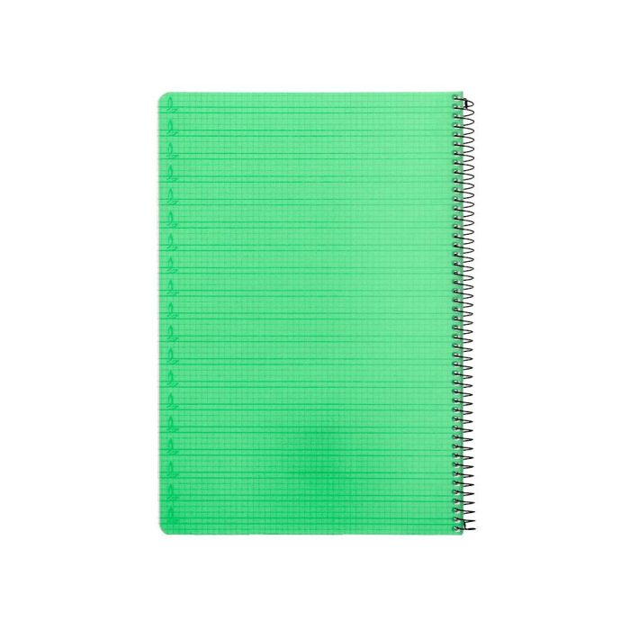 Cuaderno Espiral Liderpapel Folio Pautaguia Tapa Plastico 80H 75 gr Cuadro Pautado 4 mm Con Margen Color Verde 2