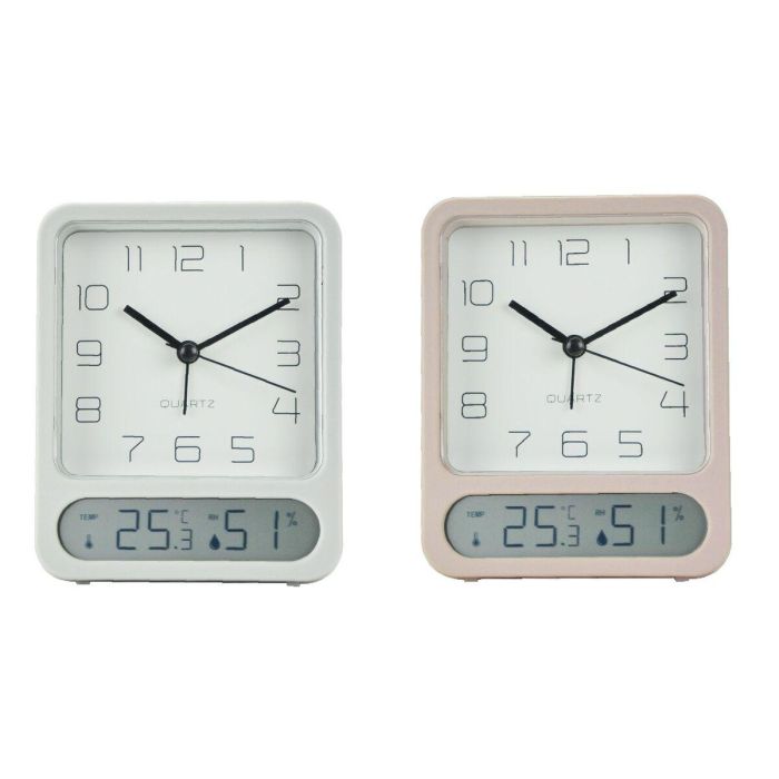 Reloj Despertador Basicos DKD Home Decor Blanco Rosa Palo 4.5 x 12 x 10 cm (2 Unidades) 2 Reloj Despertador Basicos DKD Home Decor Blanco Rosa Palo 4.5 x 12 x 10 cm (2 Unidades) 2