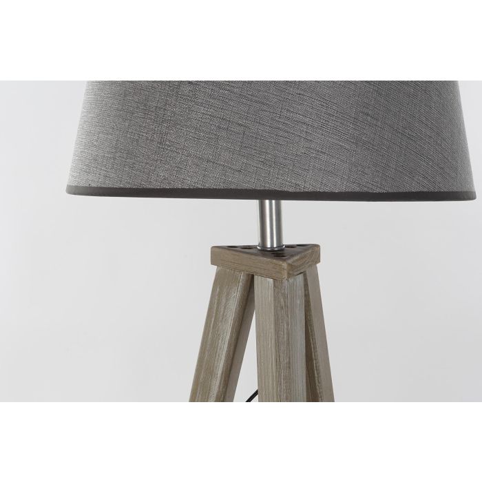 DKD Home Decor Lámpara de Pie Alpino Natural Gris 40 x 154 x 40 cm (2 Unidades) Lino E27 Pino 2