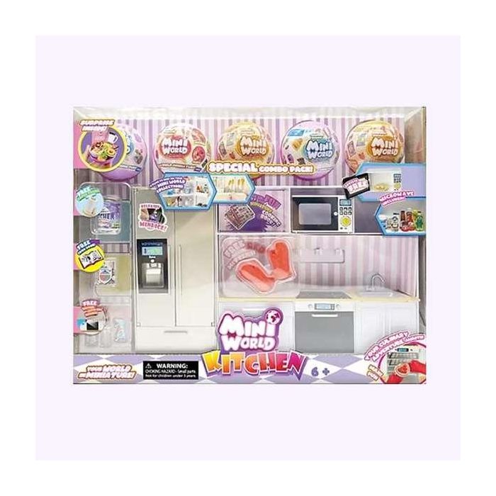Bizak Cocina Mini World Playset con Horno, Microondas, Frigorífico, Congelador, Dispensador de Hielo, 5 Bolas y 5 Accesorios para +3 Años