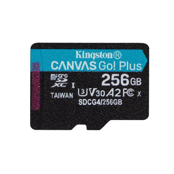Kingston SDCG4/256GB Tarjeta de Memoria CANVAS Go! Plus 256GB microSD XC 200MB/s U3 V30 A2 para 4K UHD y Gaming con Adaptador 1 Kingston SDCG4/256GB Tarjeta de Memoria CANVAS Go! Plus 256GB microSD XC 200MB/s U3 V30 A2 para 4K UHD y Gaming con Adaptador 1