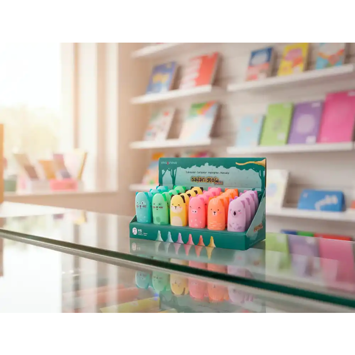 Imaginovo Rotulador Fluorescente Safari Glow Pastel Animales Surtidos Colores Pastel 8