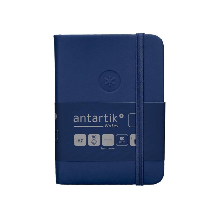 Cuaderno Con Gomilla Antartik Notes Tapa Dura A7 Hojas Lisas Azul Marino 80 Hojas 80 gr Fsc 1