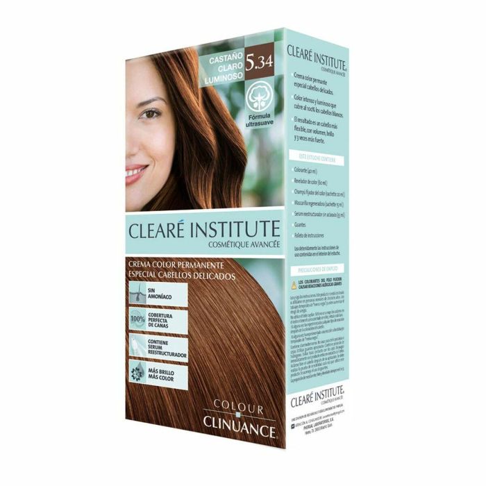 Clearé Institute #5.34 COLOUR CLINUANCE Tinte Semipermanente Castaño Claro Luminoso para Cabello Débil y con Caída, Sin Amoníaco 1 u Clearé Institute #5.34 COLOUR CLINUANCE Tinte Semipermanente Castaño Claro Luminoso para Cabello Débil y con Caída, Sin Amoníaco 1 u