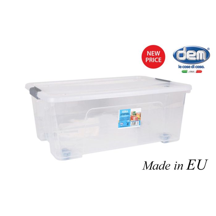 Dem Caja de Almacenaje con Tapa y Ruedas 36L, 58x40x22 cm (4 Unidades)
