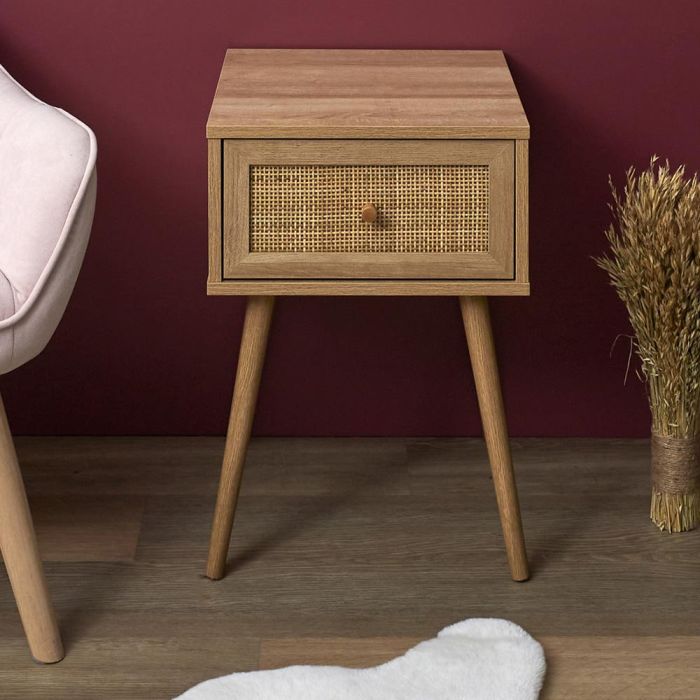 Home Deco Factory Mesita de Noche con Cajón Bali, Madera y Ratán, Estilo Balinés, 39x39x55.4 cm 6 Home Deco Factory Mesita de Noche con Cajón Bali, Madera y Ratán, Estilo Balinés, 39x39x55.4 cm 6