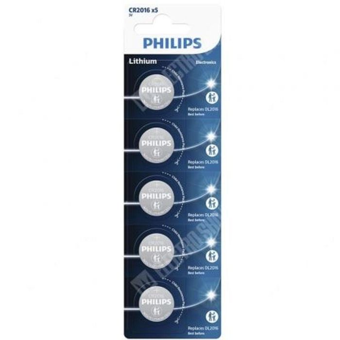 Pila de Botón de Litio Philips CR2016P5/01B 3 V 1 Pila de Botón de Litio Philips CR2016P5/01B 3 V 1