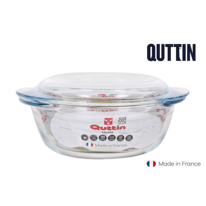 Quttin Cacerola de Vidrio Redonda con Tapa 1.6L + 0.5L (3 Unidades)