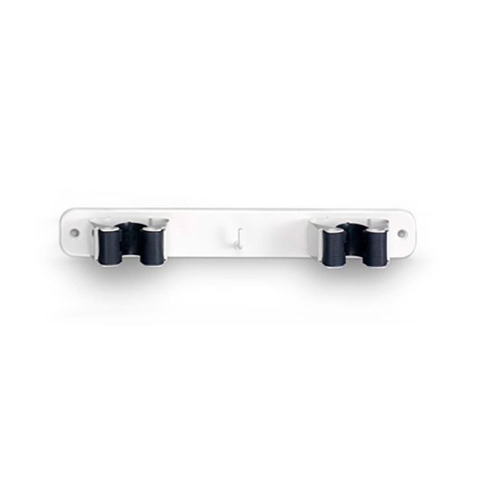 Inofix Colgador doble para escobas 3033-2-000, metal blanco con tornillos incluidos