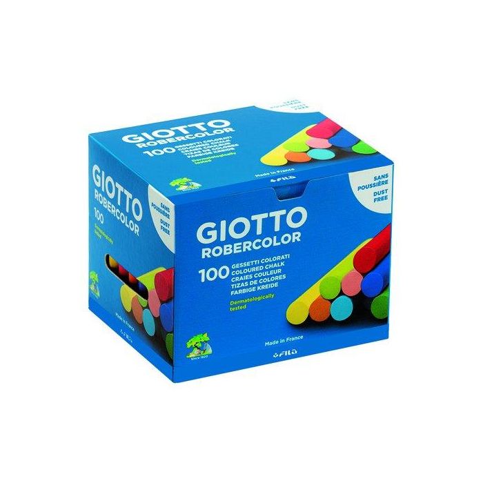 Giotto Tizas Robercolor Antipolvo, Colores Surtidos, Caja 100 Unidades