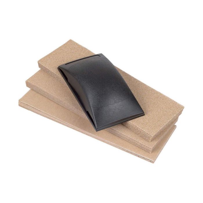 Wolfcraft 2898000 Juego de Lija Manual 51 Piezas con Taco y 50 Hojas Grano 40-120 para Uso Profesional y Doméstico