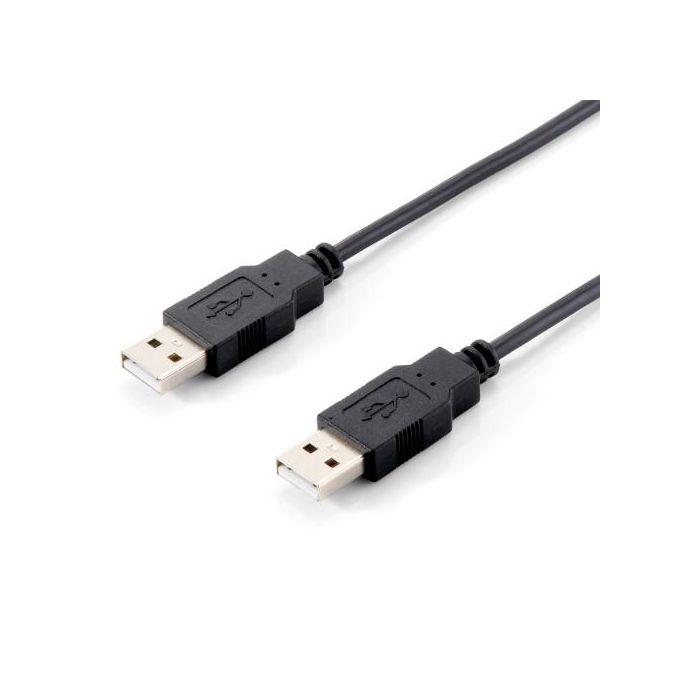 Equip Cable USB 2.0 de Alta Velocidad Tipo A Macho a Tipo A Macho, Doble Blindaje, Conectores Bañados en Oro, Negro