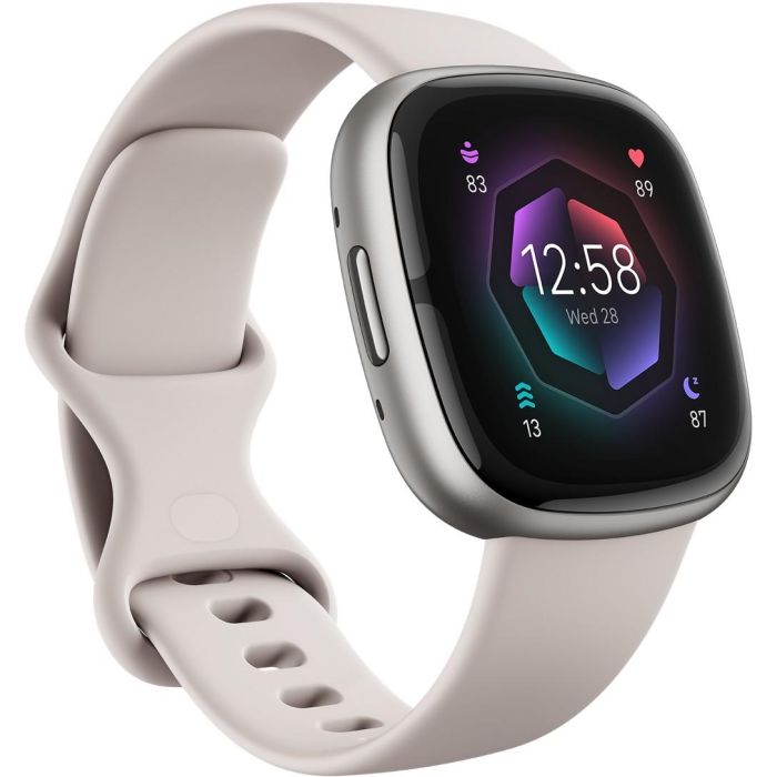 Fitbit Sense 2 Lunar White Reloj Inteligente GPS Pantalla Táctil Monitor de Frecuencia Cardíaca Sumergible Unisex Unisex GPS