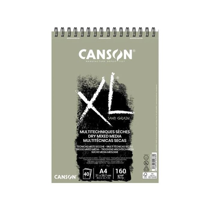 Canson Álbum Espiral A4 Touch Arenoso XL 40H 160 gr Gris -5U- Canson Álbum Espiral A4 Touch Arenoso XL 40H 160 gr Gris -5U-