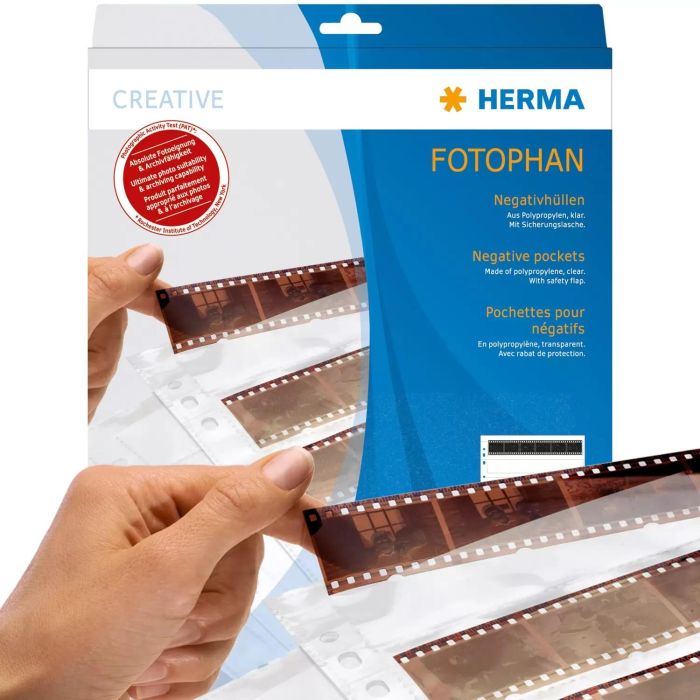 HERMA Fundas para Negativos transparentes para 4 tiras de película, 100 unidades