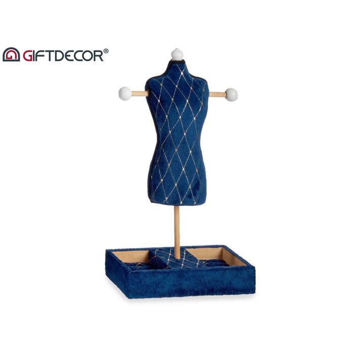Maniquí Portajoyas de Terciopelo Azul con Diseño de Rombos - Giftdecor 12x40x24 cm (6 Unidades) 1 Maniquí Portajoyas de Terciopelo Azul con Diseño de Rombos - Giftdecor 12x40x24 cm (6 Unidades) 1