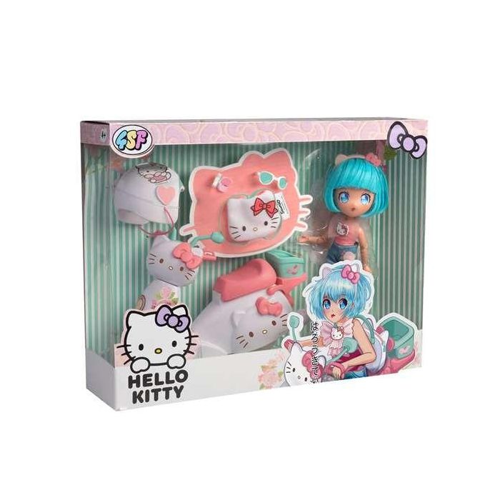 Muñeca articulada hello kitty pretty pink con scooter.19,5 cm 3 Muñeca articulada hello kitty pretty pink con scooter.19,5 cm 3
