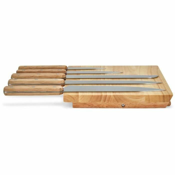 LIVOO MEC136 Juego de 5 cuchillos con soporte magnético, hoja de acero inoxidable, tamaño de 20 a 32,5 cm 3