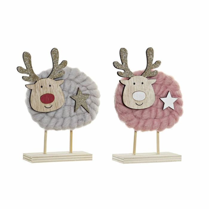 Adorno Navideño DKD Home Decor Poliéster Madera (2 pcs) (10 x 4 x 16 cm)