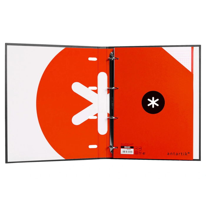 Antartik Carpeta con recambio a4 cuadro 5mm forrada 4 anillas 25mm redondas color negro 100 hojas 100 g/m² 1