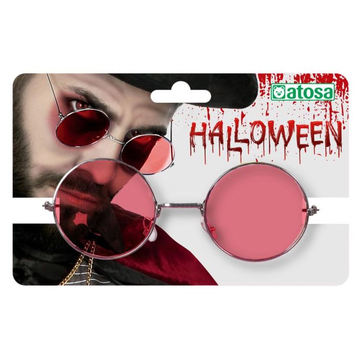 Gafas Redondas Halloween con Lentes Rojas - Diseño Metálico para Disfraces de Vampiros y Demonios 1
