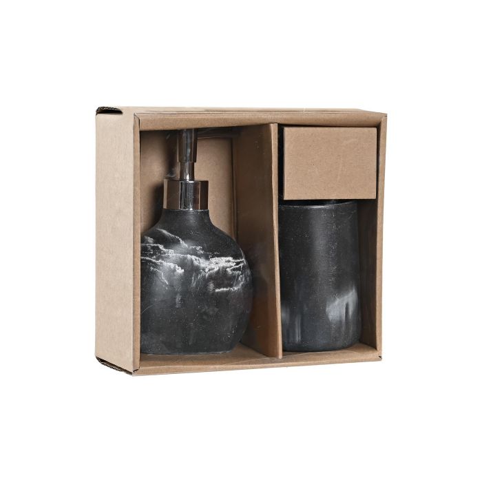 DKD Home Decor Baño Chic Negro Set de 2 Piezas 6 x 17 x 11 cm 3