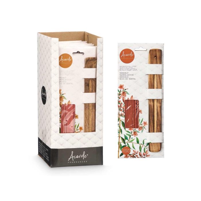 Set 50 Barras Incienso Soporte Madera Sandalo Acorde 12X28CM (24 Unidades) 2 Set 50 Barras Incienso Soporte Madera Sandalo Acorde 12X28CM (24 Unidades) 2