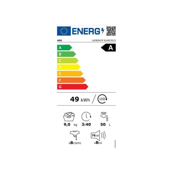 Lavadora AEG L6FBI947P 9 kg 1400 rpm 60 cm 1400 rpm 9 kg Blanco 1 Lavadora AEG L6FBI947P 9 kg 1400 rpm 60 cm 1400 rpm 9 kg Blanco 1