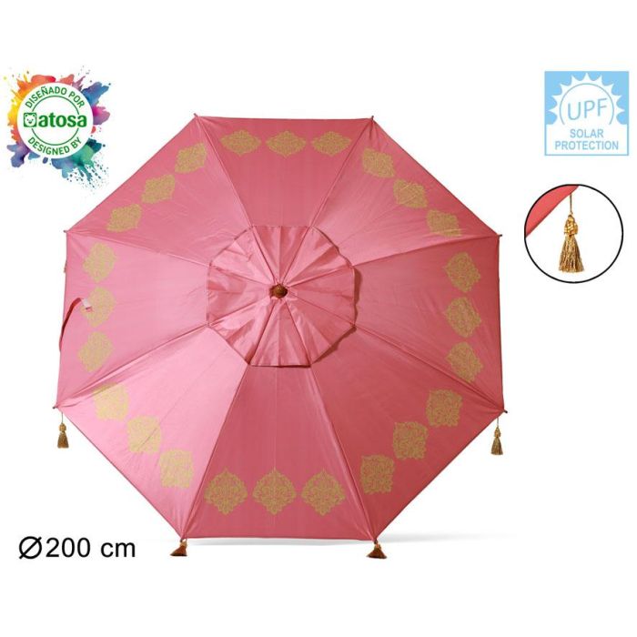 Atosa Sombrilla de Playa de Aluminio, UPF 50+, Rosa, 200 cm, Orientable