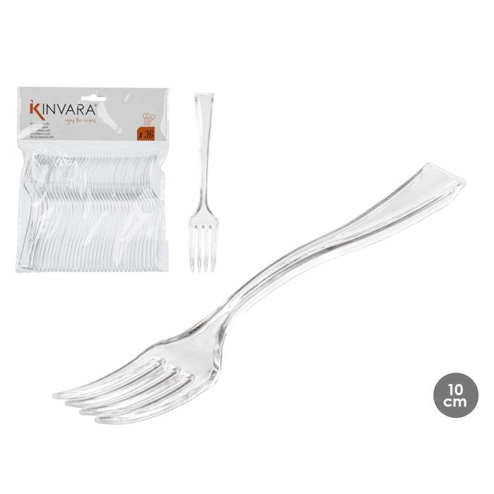 Set 36 Tenedor Postre Plastico Transparente Kinvara 12X16CM (48 Unidades) Set 36 Tenedor Postre Plastico Transparente Kinvara 12X16CM (48 Unidades)
