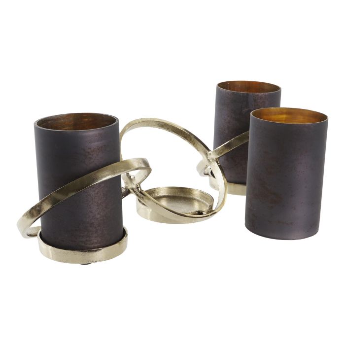 DKD Home Decor Portavelas Gris Dorado Cristal y Aluminio 52 x 15 x 16.5 cm 1