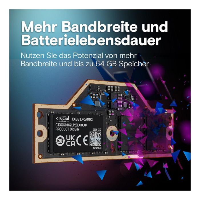 Crucial CT32G75C2LP5X 32GB LPCAMM2 LPDDR5X 7500 MT/s - Memoria RAM para Portátil, 262-pin, 1.05V, Negro 4