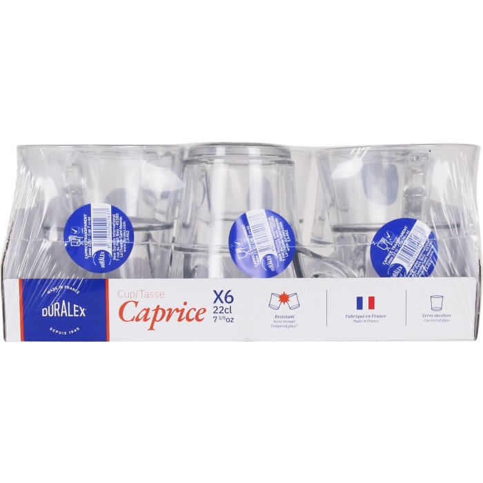 Duralex Set 6 Tazas de Café Apilables Transparentes 22 cl Colección Caprice (8 Cajas) 1