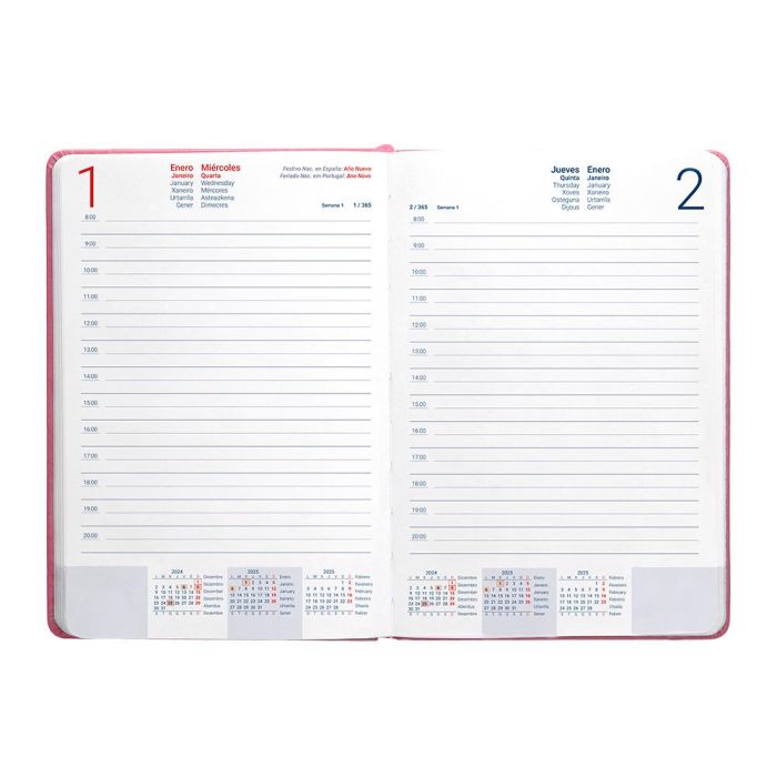 Agenda Encuadernada Liderpapel Kinaros A5 2025 Dia Pagina Color Rosa Papel 70 gr 8